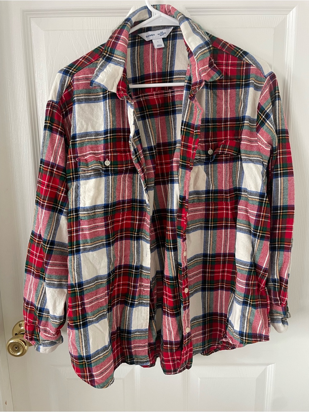 Old Navy Red, White & Blue Plaid Cotton Button-Down Shirt